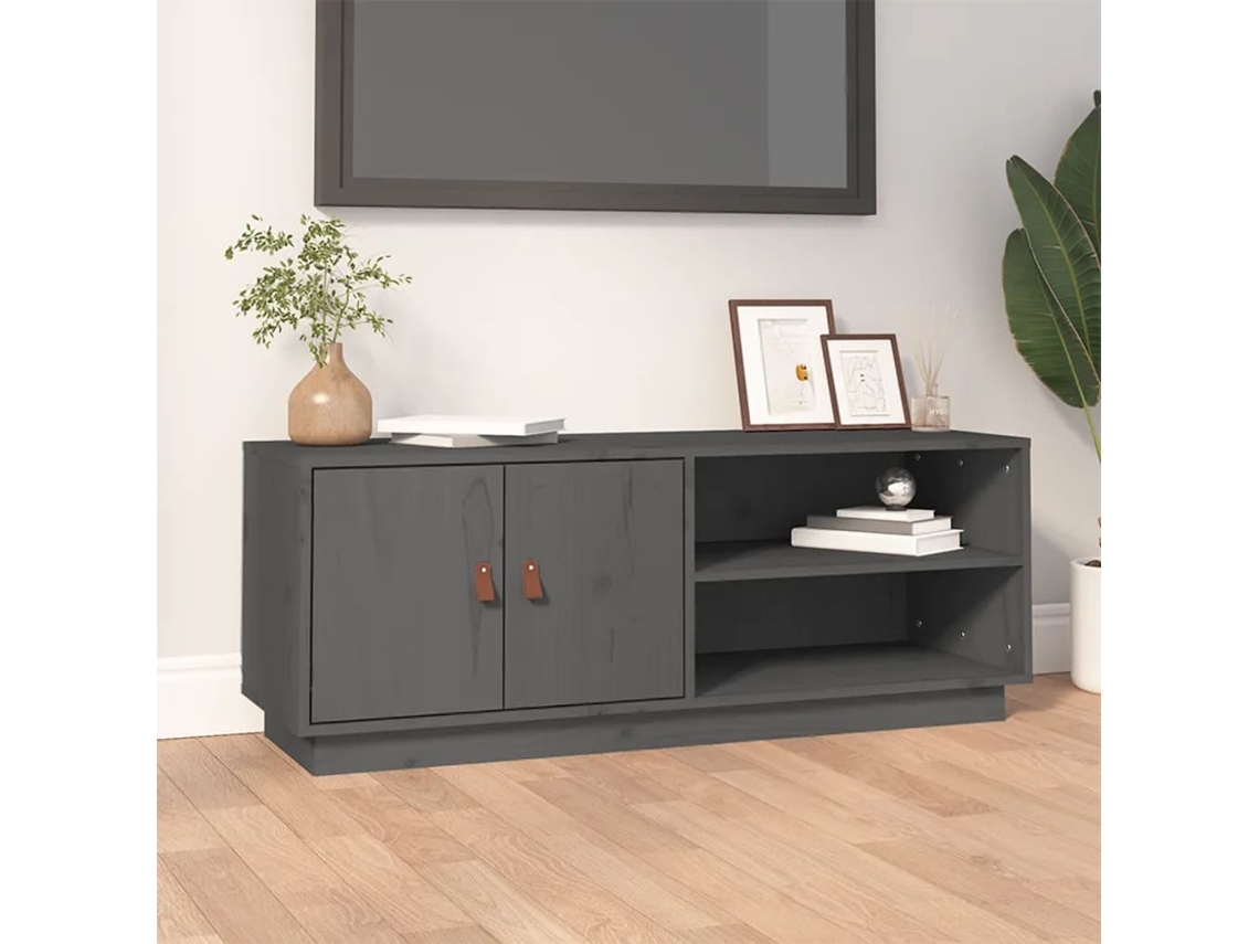 Mueble de Armario Tv 105X34X40 Cm Madera de Pino Maciza Gris