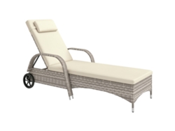 Tumbona ajustable ZENCORE SERVICES, con colchón, reposabrazos y ruedas, 200x73x30/103 cm