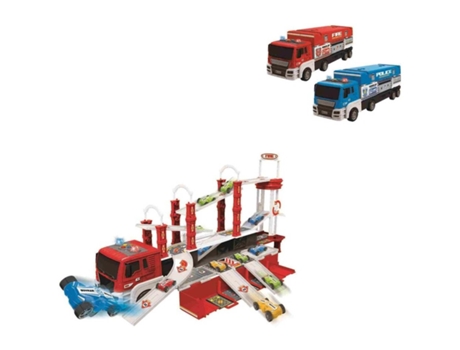 2 En 1 Camion Y Pista Policia O Bomberos MOTOR PLANET