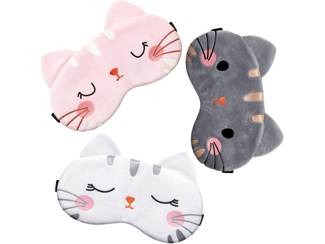 3 Antifaces Suaves Y Ligeros Con Forma De Cara De Gato De Dibujos Animados Para Dormir