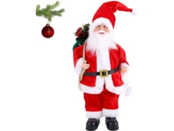 Figura Decorativa Tradicional Roja De Papá Noel De Pie, 30 Cm, Con Barba Larga.