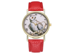 Elegante Reloj De Pulsera De Cuarzo De Moda Para Hombres Y Mujeres, Con Estampado De Dibujos Animados, Color Rojo.