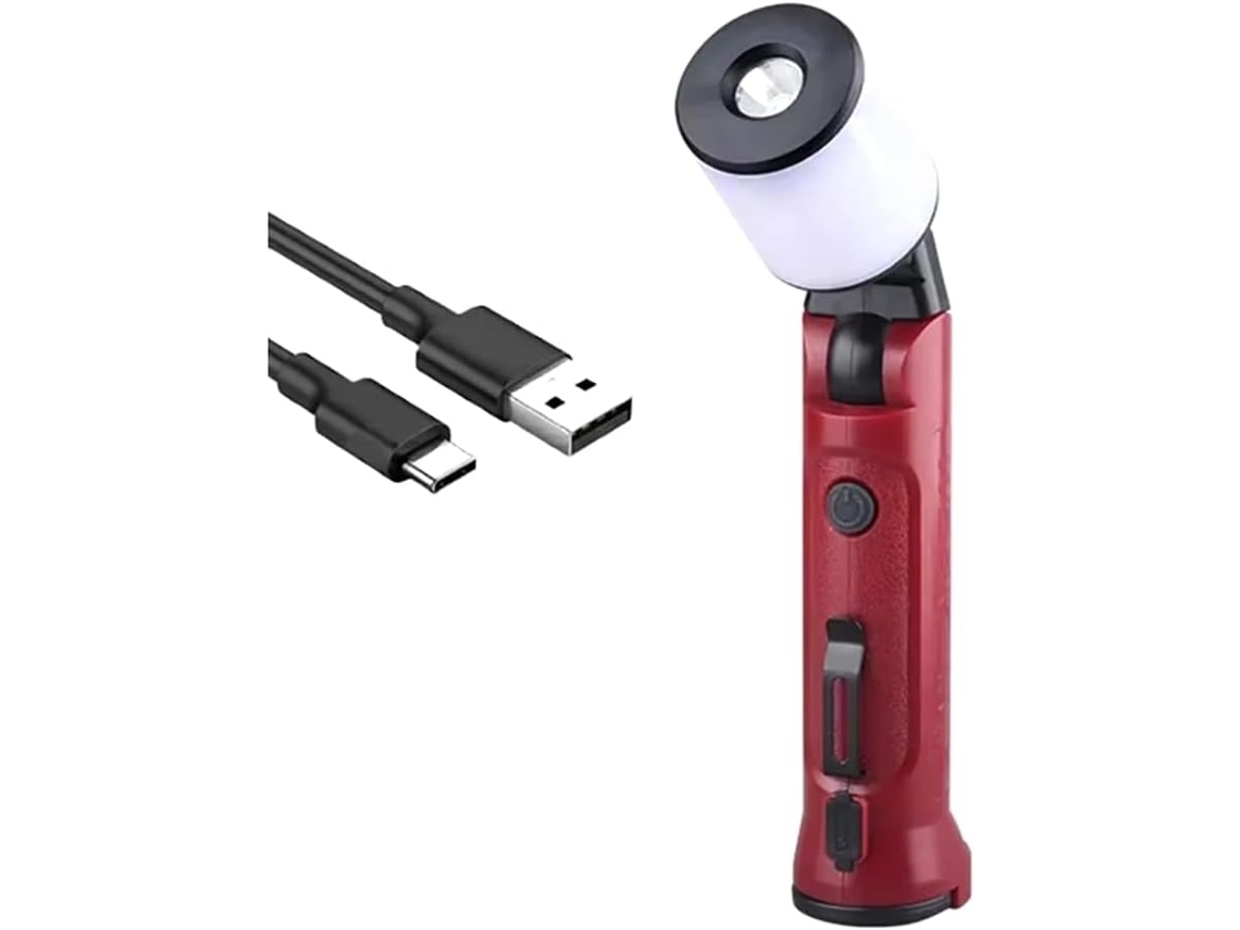 Linterna De Trabajo Portátil Recargable Por Usb, Plegable, Con Iluminación De 180°, Ideal Para Acampar Y Realizar Reparaciones.
