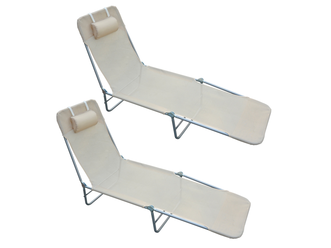Conjunto 2 Baños Portátiles 4 Posiciones, Metal, 137x56x86cm, Beige