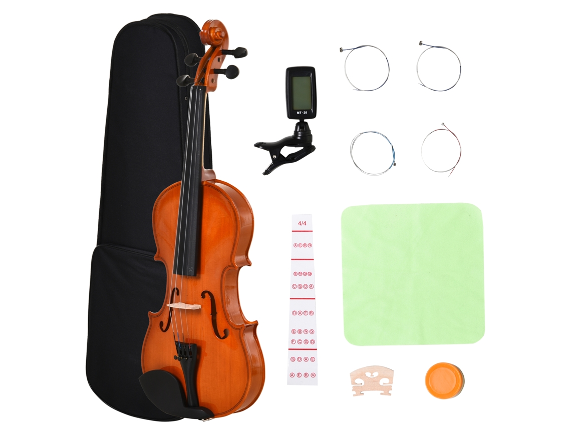 Juego Completo De Violín 4/4 Que Incluye Estuche, Afinador, Soporte Para El Hombro, Arco Y Resina.