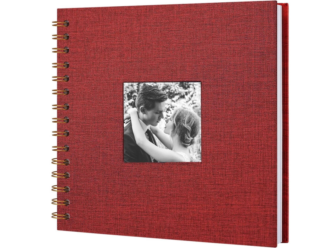 Álbum de fotos DIY de 25 cm, papel kraft rígido para cumpleaños y bodas (40 hojas/rojo) Gertiz