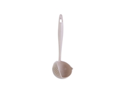 Colador 2 En 1 De Paja De Trigo Y Pp Con Mango Largo Antiquemaduras Para Cocina, Color Beige.