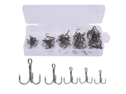 50 Anzuelos Triples De Pesca Con Punta Y Barba, Acero Al Carbono De Alta Resistencia, Kit De Accesorios.