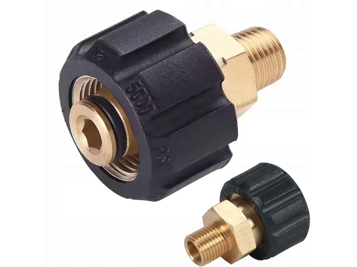 Adaptador reductor M22-14mm a 1/4 externo – Laton | Junta tórica | Compatible con Karcher Hd Hds Hidrolimpiadora