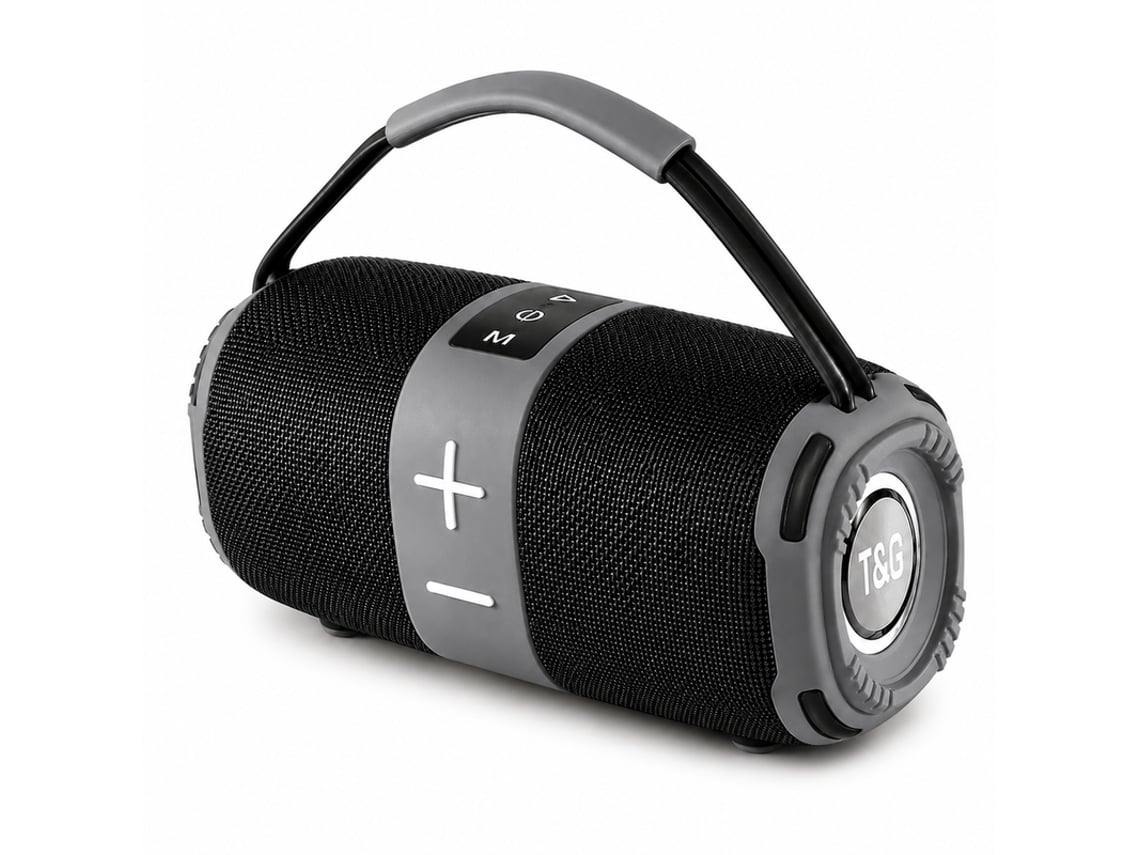 Coluna Bluetooth Portátil Com Som 360° E Iluminação Rgb 1500mah Kimiso Tg668 Cinzento