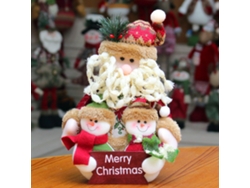 Adorno navideño de un muñeco de nieve anciano en un retrato familiar