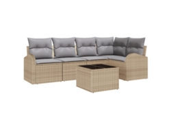 Conjunto 6 De Sofá De Jardín De Vidaxl Con Cojines Rattan Sintético Negro