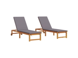 Maison Exclusive - Conjunto de tumbona de 2 piezas, marrón, 202 x 53 x 89 cm
