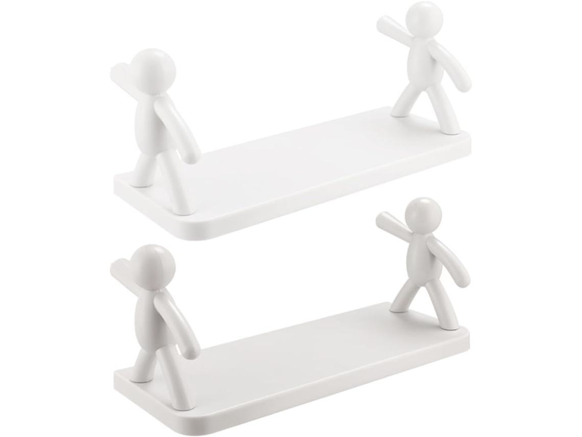 Estantería De Pared Estab Pp Blanco (2 Uds) Para Almacenamiento En Cocina Y Baño - Estilo Sencillo Clas No