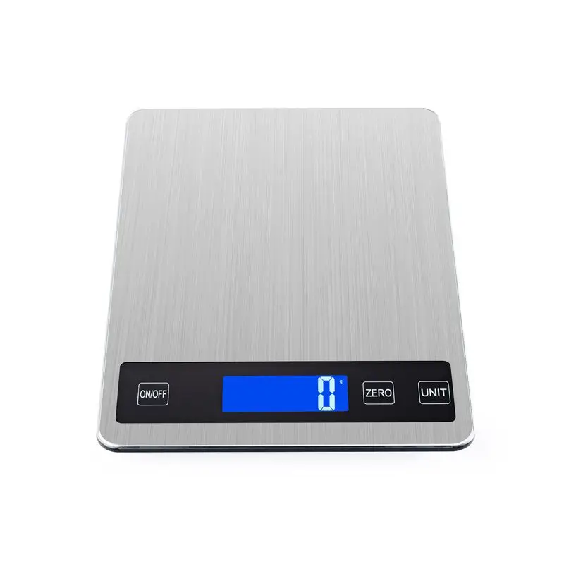 Balança de cozinha MDUG em aço inox, capacidade 15kg, visor digital (prateada)