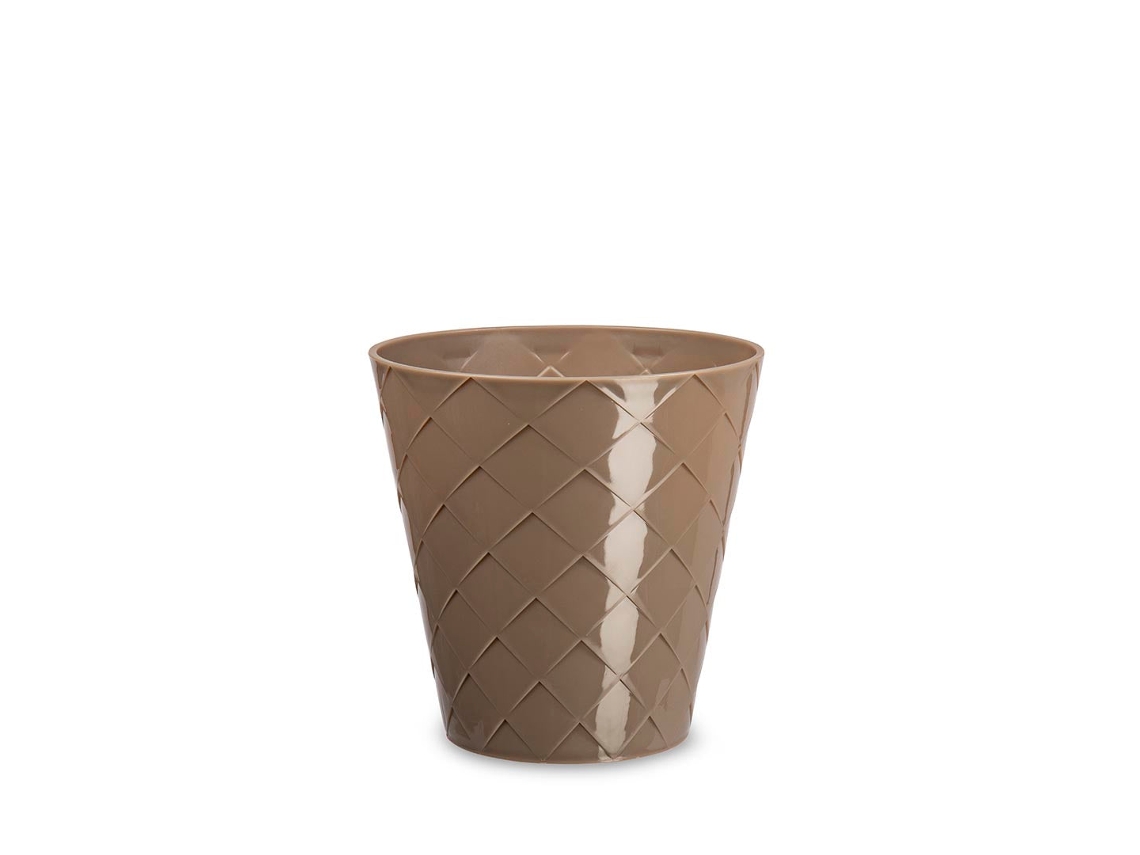 ARECA Palm - Maceta Redonda Decorativa 13 cm con Textura Taupe