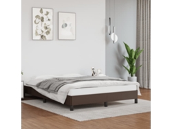 Estructura De Cama Sin Colchón Cuero Sintético Marrón 140x200cm