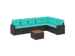 Maison Exclusive - Set De Sofás De Jardín 8 Pzas Con Cojines Ratán Sintético Negro