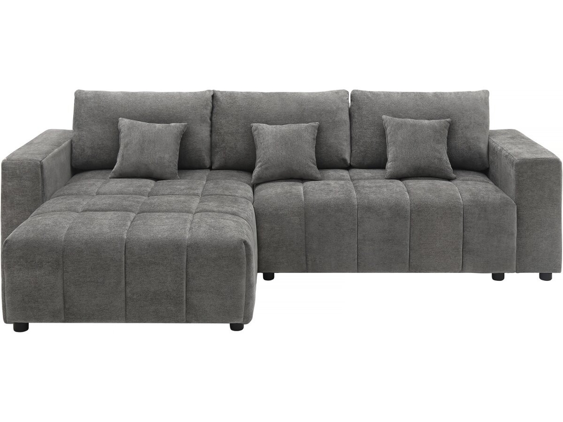 Sofá esquinero reversible/convertible de tela - "George" - 4 plazas - Gris