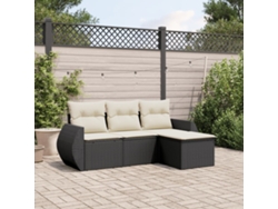 Conjunto de sofás de jardín de 4 piezas DKD Home Decor con cojines de mimbre negros