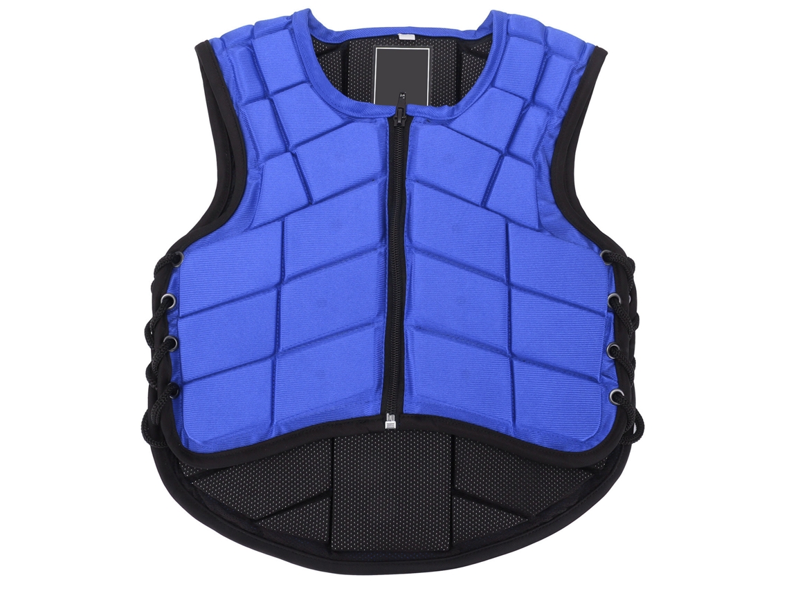 Chaleco de equitación azul para niños con acolchado de espuma para mayor seguridad.