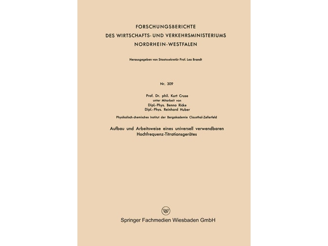 Libro Aufbau Und Arbeitsweise Eines Universell Verwendbaren Hochfrequenz-titrationsgerates De Kurt Cruse (alemán)