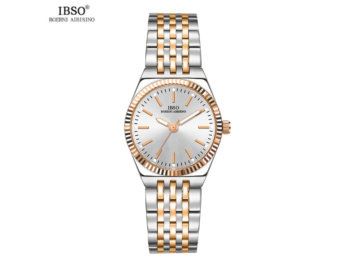 Relógio Feminino Redondo Com Pulseira De Aço (ouro Branco) (comércio Eletrônico Internacional)