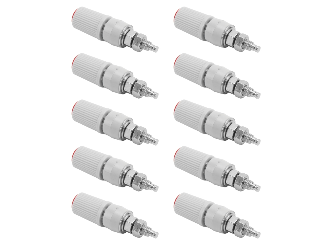 10pcs Tomada de Pino de Banana 4mm M5 Cobre Niquelado Fêmea para Equipamentos Eletrônicos Vermelho