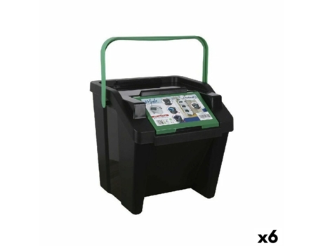 Cubo de Basura para Reciclaje TONTARELLI Moda Apilable 28 L Verde (6 Unidades)