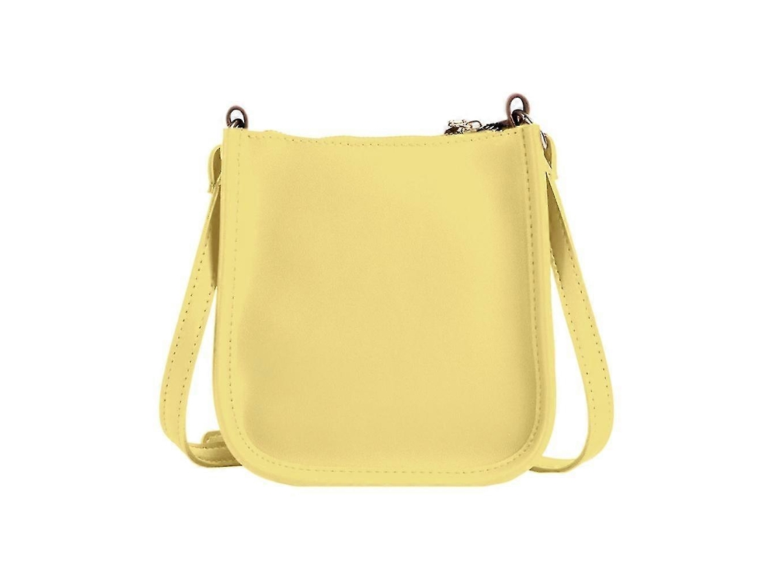 Bolso bandolera retro de piel sintética, para mujer y niña, amarillo
