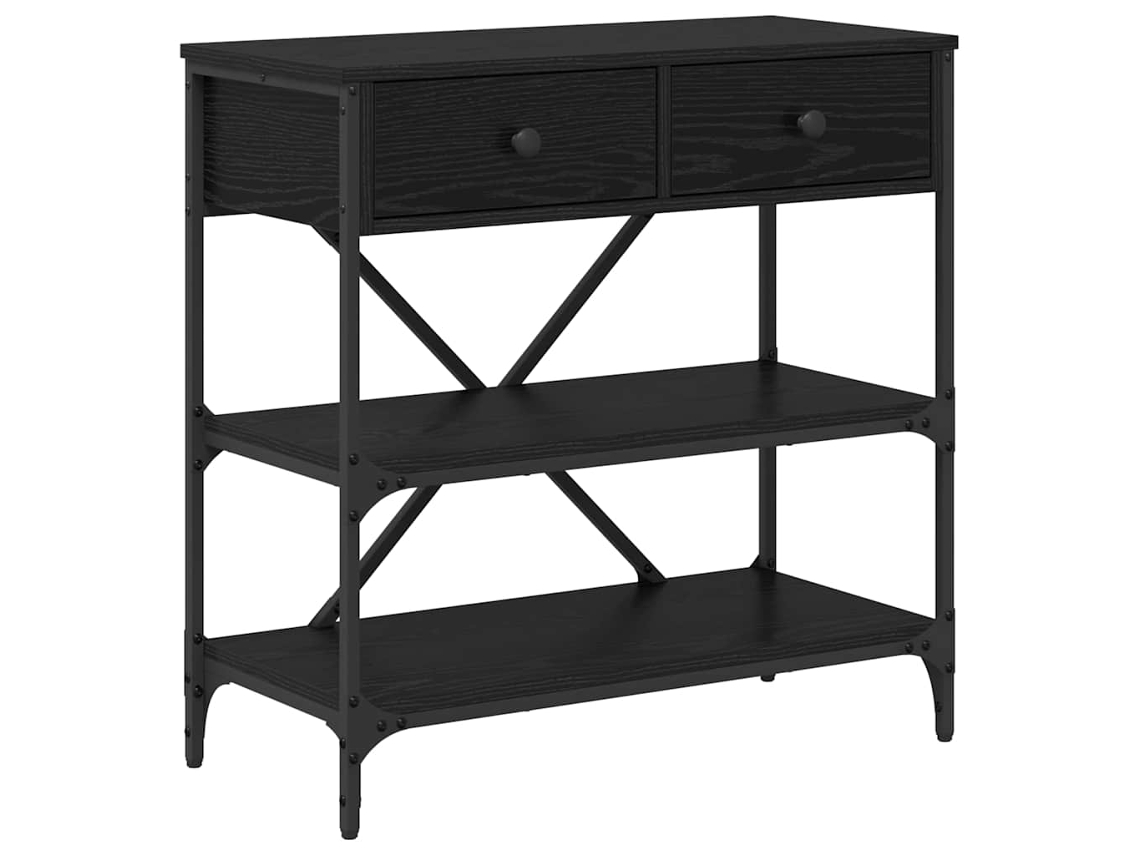 Mesa Consola | Mesa De Entrada | Mesa De Apoyo Con Cajón Roble Negro 100 X 34,5 X 75 Cm Madera