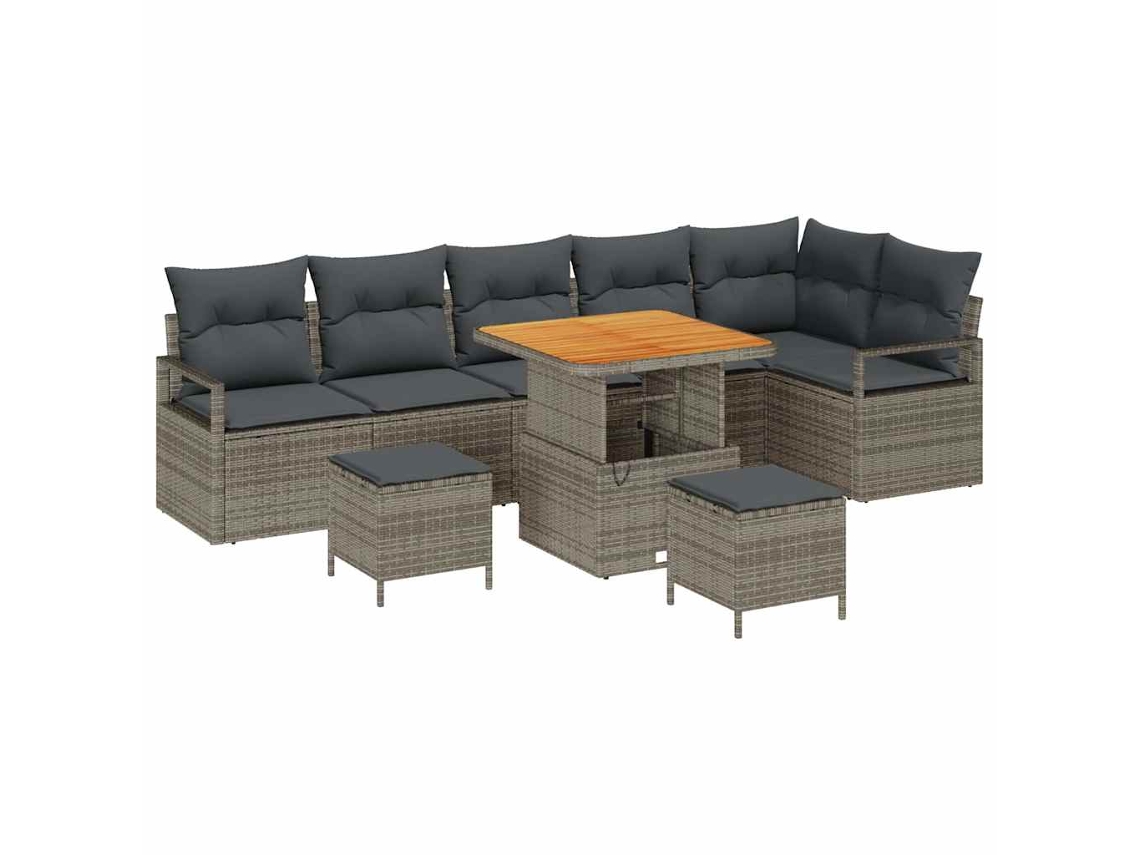 Maison Exclusive - Conjunto De Sofá De Jardín Con Cojín Con Almohada 9 Pcs Gris