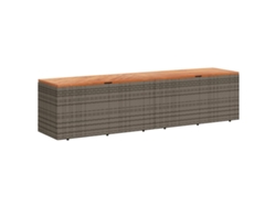 Caja de almacenamiento de jardín 220x50x54 cm Mimbre/Madera maciza de acacia Gris MAISON EXCLUSIVE