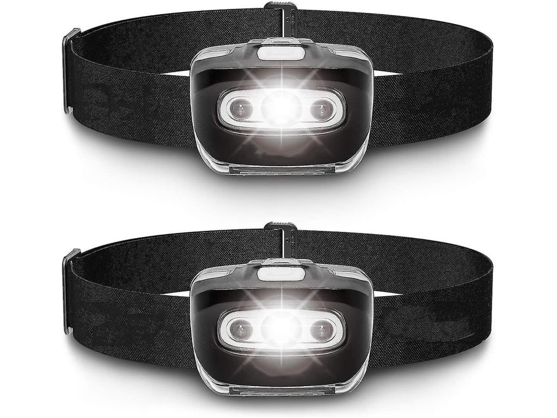 Linterna Frontal Led Paquete De 2 - Faro Delantero Para Correr, Acampar Y Al Aire Libre (negro)