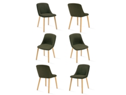 Sillas De Comedor Goeurvant 993(pack De 6, Verde Oliva, Tela)