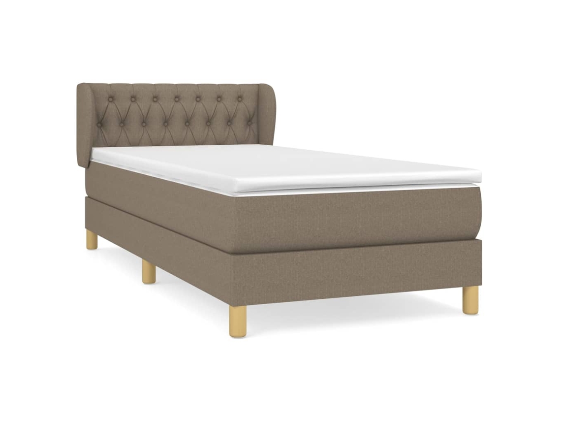 Maison Exclusive - Cama Box Spring Con Colchón Tela Gris Taupe 90x200 Cm