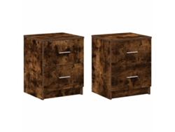 Maison Exclusive - Mesitas De Noche (2 Unidades) Con 2 Cajones, Roble Ahumado, 40x36x50 Cm