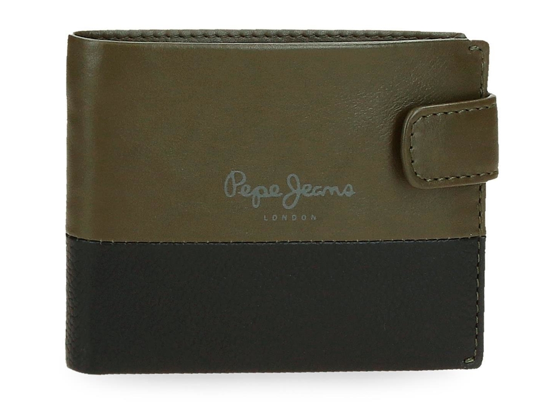 Cartera doble de piel color caqui de Pepe Jeans