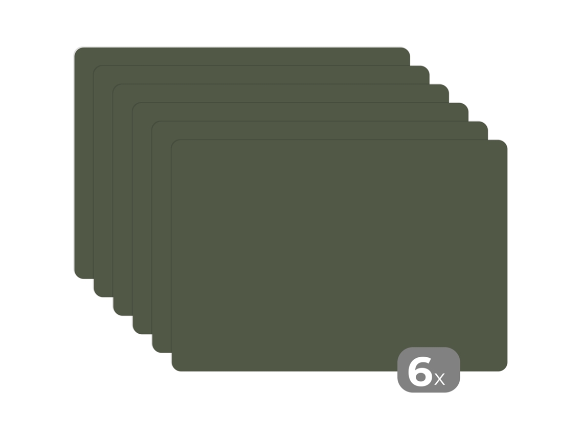 Manteles Individuales Juego De 6verde - Color Sólido - Verde Oliva 45x30 Cm