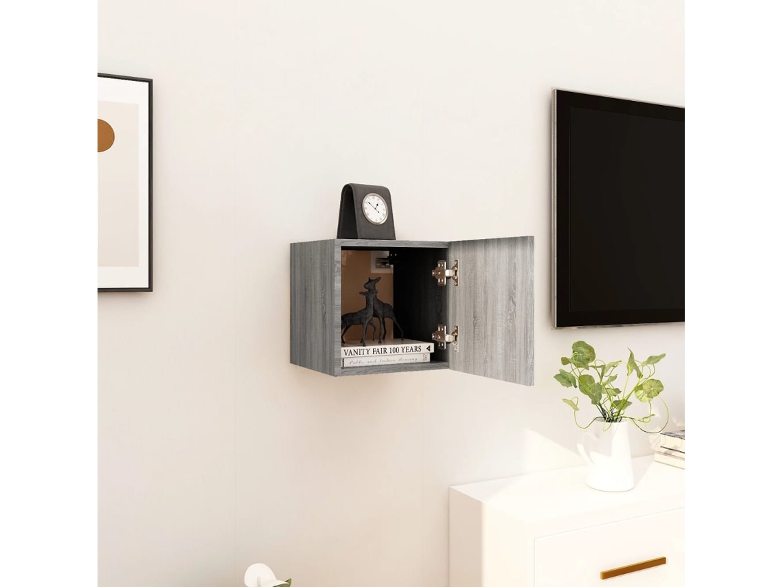 Estantería/Mueble de TV de Pared 30,5X30X30 Cm Gris Sonoma
