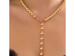 Elegante Collar De Moda Para Mujer Con Colgante Largo De Perla Sintética 02 Oro