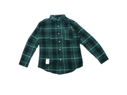 Camisa De Manga Larga Informal A Cuadros Para Hombre Con Bolsillo, Fibra De Poliéster, Verde, Talla 2xl