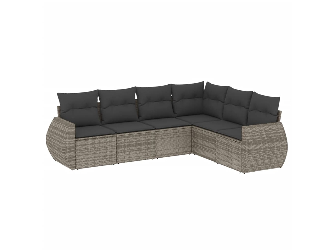 Conjunto de 6 sofás de jardín de mimbre gris con cojines MAISON EXCLUSIVE (80x200 cm)