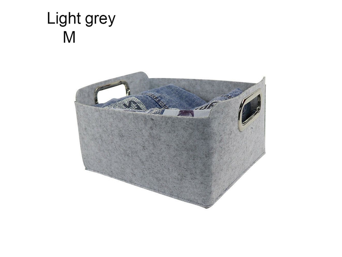 Cesta de fieltro para la ropa, organizador y contenedor para artículos varios, gris claro
