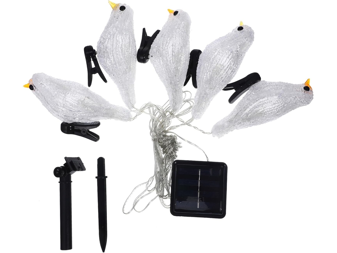 Juego de 5 luces solares con forma de petirrojo, con LED blancos, montadas sobre estacas, para decoración de jardín. SFUSHOS