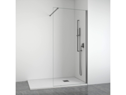 Mampara de ducha frontal con panel transparente fijo, perfiles color bronce, ancho ajustable de 108 a 110 cm, altura de 195 cm, Bellobath