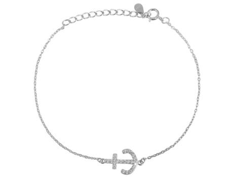Pulsera Ancla en Plata de Ley 925 Madita con Circonias y Bañada en Rodio
