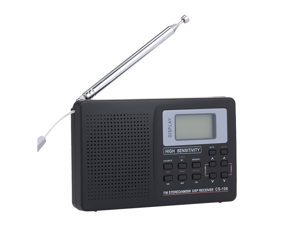 Radio Portátil Am Fm Sw Pantalla Digital Multibanda Radio De Onda Corta Con Función Reloj Y Alarma