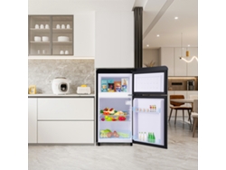 Nevera Retro De Doble Puerta 72l - Congelador 21l, Luz Led, Eficiencia Energética - Negra