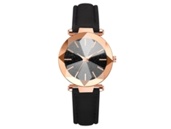 Reloj De Pulsera Analógico De Cuarzo Moderno Y Elegante Con Esfera Redonda Y Aleación (negro)